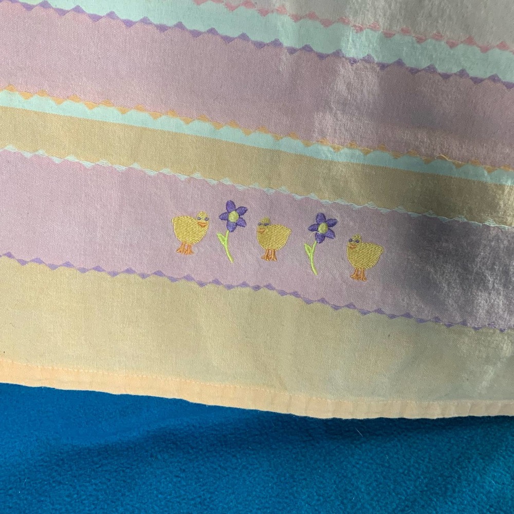 Sweet Dish/Hand Towel, pink, orange purple. Embroidered ducklings 26 x16”